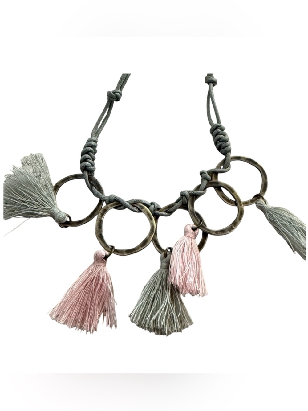 POL Grey & Pink Braided Cord Necklace